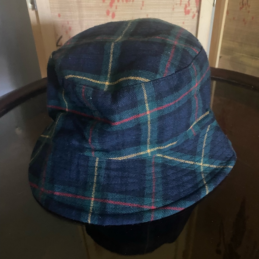 Tilly's Plaid Print & Solid Orange Reversible Women's Bucket Hat